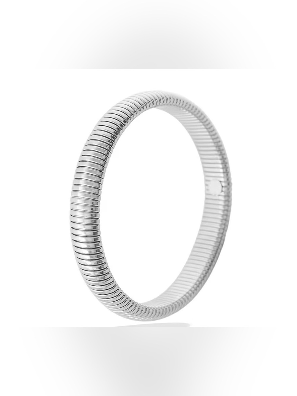 Polished Silver Coil Stretch Bracelet - Timeless Women's Bangle